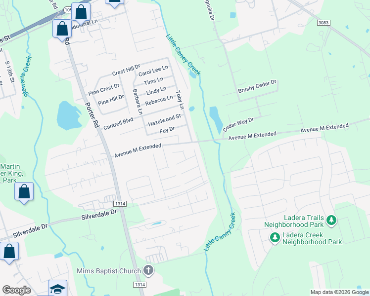 map of restaurants, bars, coffee shops, grocery stores, and more near 1713 Fall Forest Court in Conroe