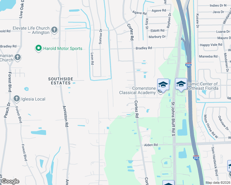 map of restaurants, bars, coffee shops, grocery stores, and more near 2367 Glen Gardner Drive in Jacksonville
