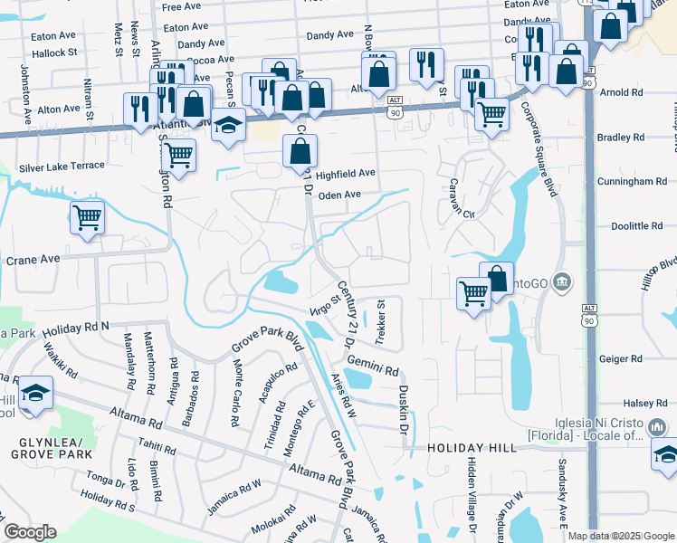 map of restaurants, bars, coffee shops, grocery stores, and more near 8090-5 Century 21 Ap in Jacksonville