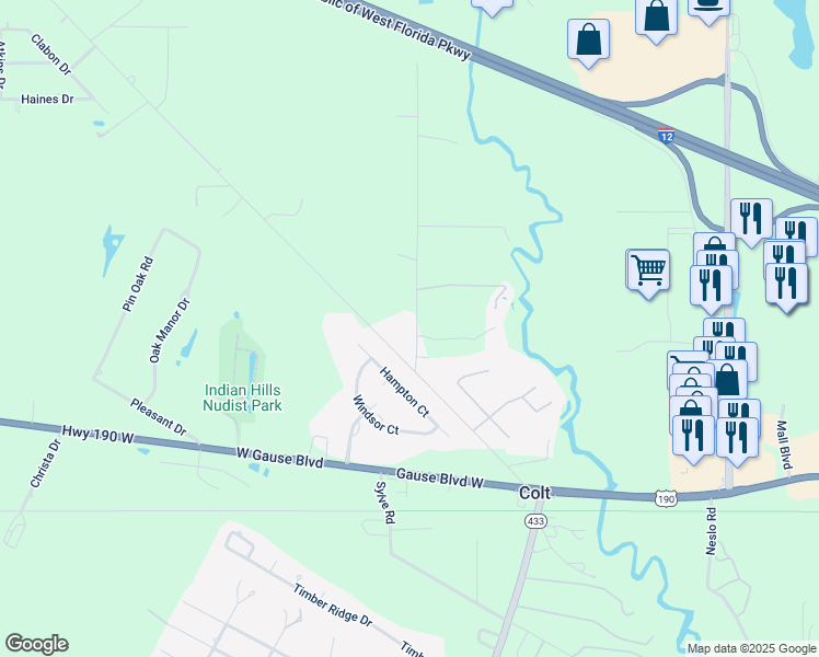 map of restaurants, bars, coffee shops, grocery stores, and more near 60223 Fenner Road in Slidell