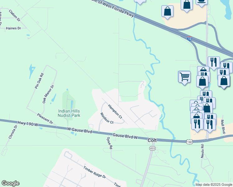 map of restaurants, bars, coffee shops, grocery stores, and more near 60223 Fenner Road in Slidell