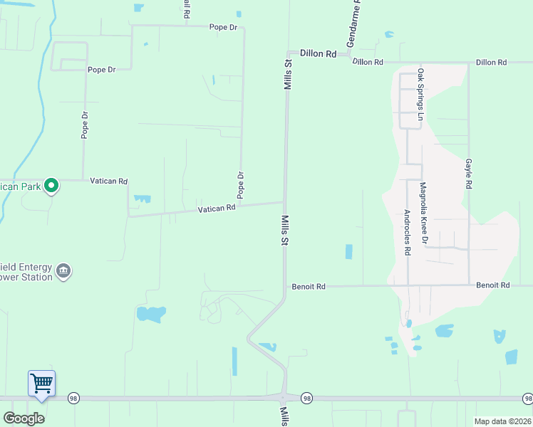 map of restaurants, bars, coffee shops, grocery stores, and more near 103 Vatican Road in Carencro