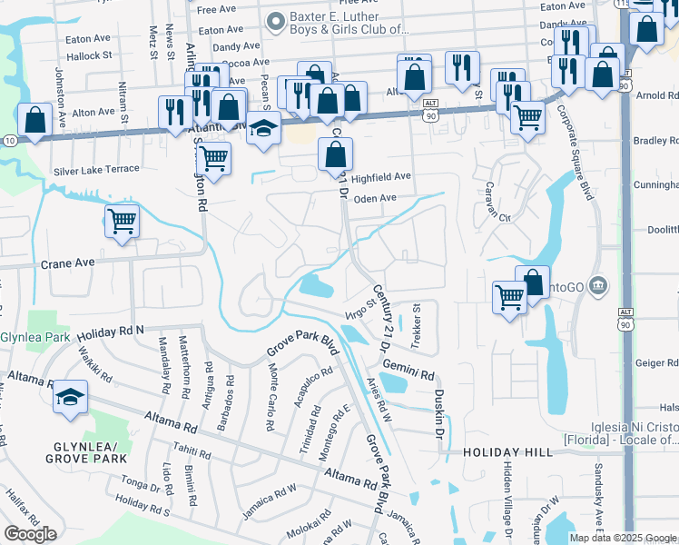 map of restaurants, bars, coffee shops, grocery stores, and more near 532 Eiseman Way in Jacksonville
