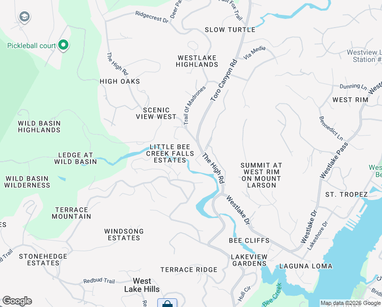 map of restaurants, bars, coffee shops, grocery stores, and more near 1608B Wild Basin South in West Lake Hills