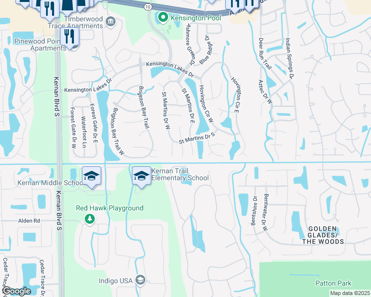 map of restaurants, bars, coffee shops, grocery stores, and more near 2199 Heath Green Place South in Jacksonville
