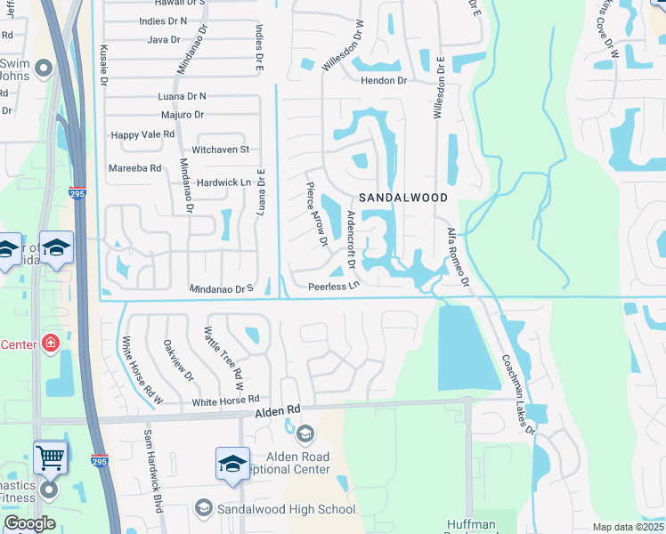 map of restaurants, bars, coffee shops, grocery stores, and more near 11146 Stanley Steamer Lane in Jacksonville