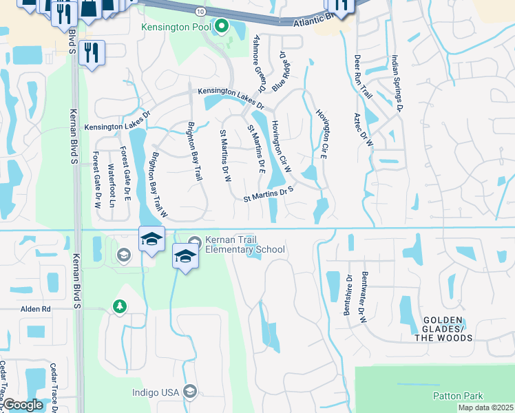 map of restaurants, bars, coffee shops, grocery stores, and more near 2200 Heath Green Place South in Jacksonville