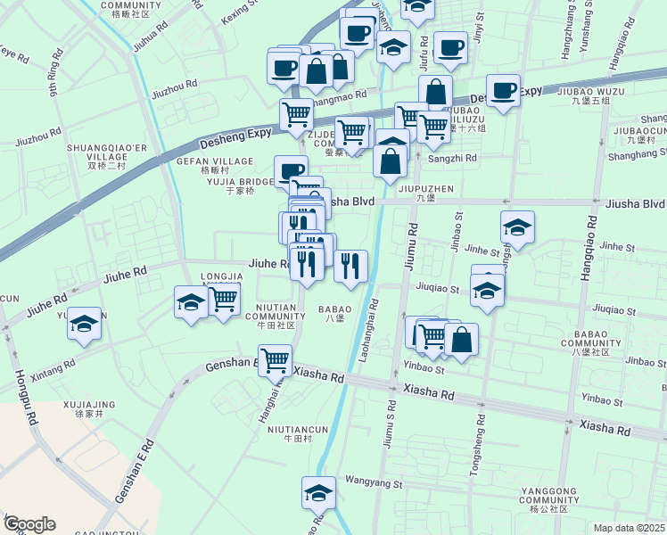 map of restaurants, bars, coffee shops, grocery stores, and more near in Hangzhou