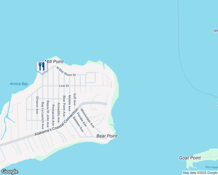 map of restaurants, bars, coffee shops, grocery stores, and more near 29900 Low Drive in Orange Beach