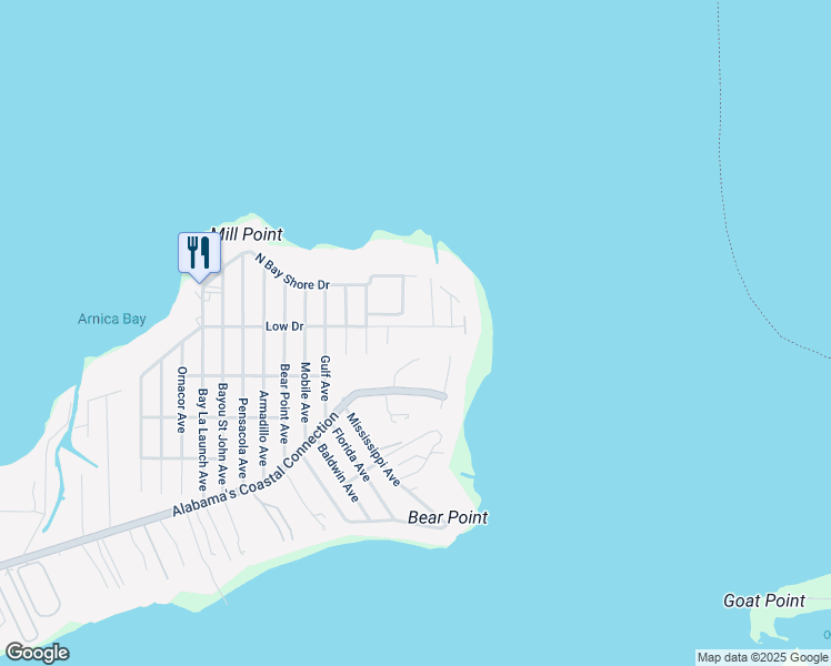 map of restaurants, bars, coffee shops, grocery stores, and more near 29842 Low Drive in Orange Beach