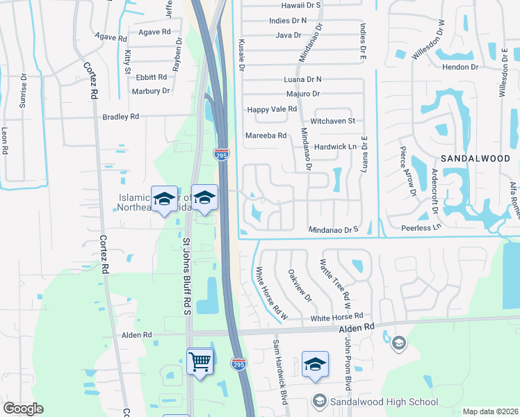 map of restaurants, bars, coffee shops, grocery stores, and more near 2413 Ironstone Drive North in Jacksonville