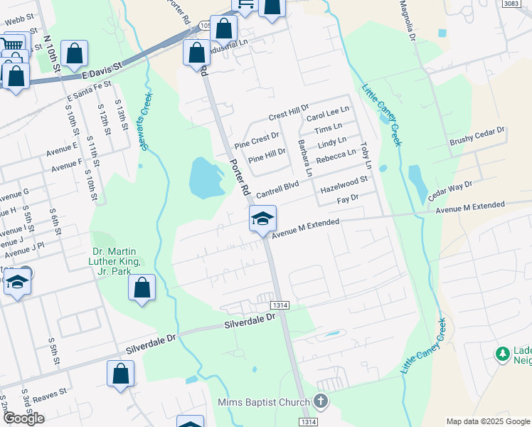 map of restaurants, bars, coffee shops, grocery stores, and more near 802 Porter Road in Conroe