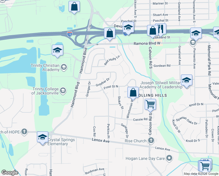 map of restaurants, bars, coffee shops, grocery stores, and more near 936 Chapman Drive in Jacksonville
