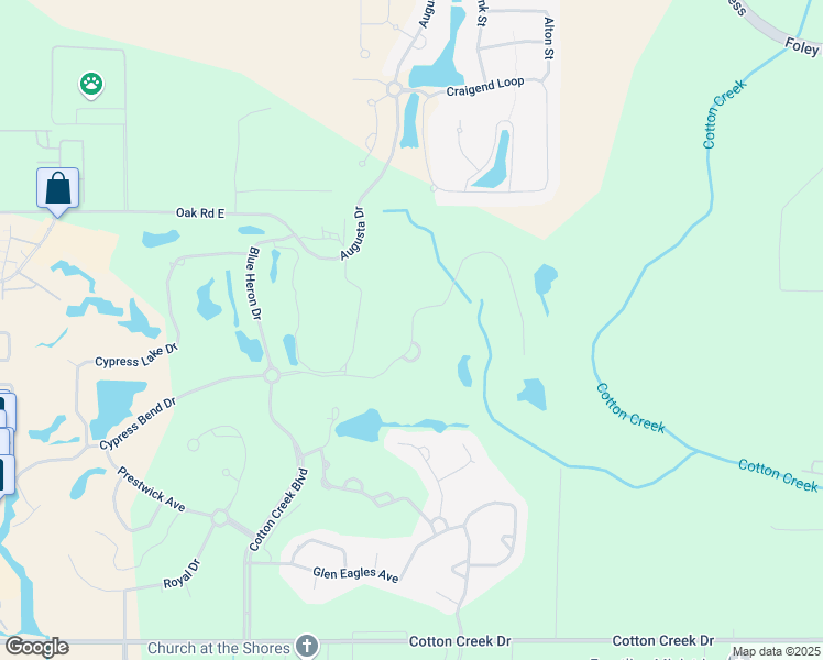 map of restaurants, bars, coffee shops, grocery stores, and more near 608 Estates Drive in Gulf Shores