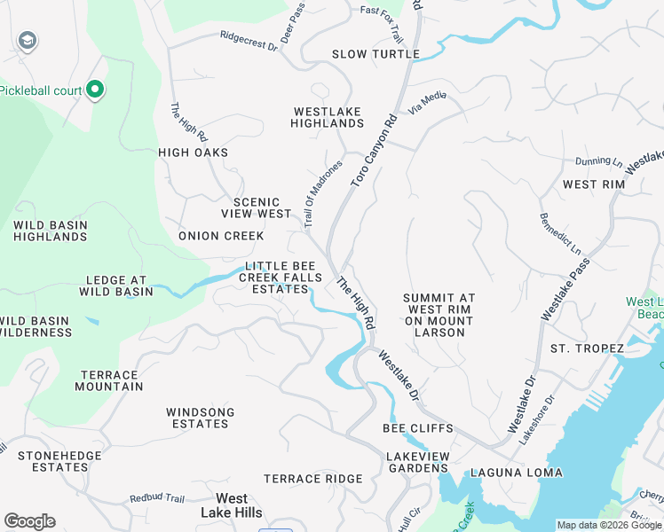 map of restaurants, bars, coffee shops, grocery stores, and more near 719 The High Road in Austin