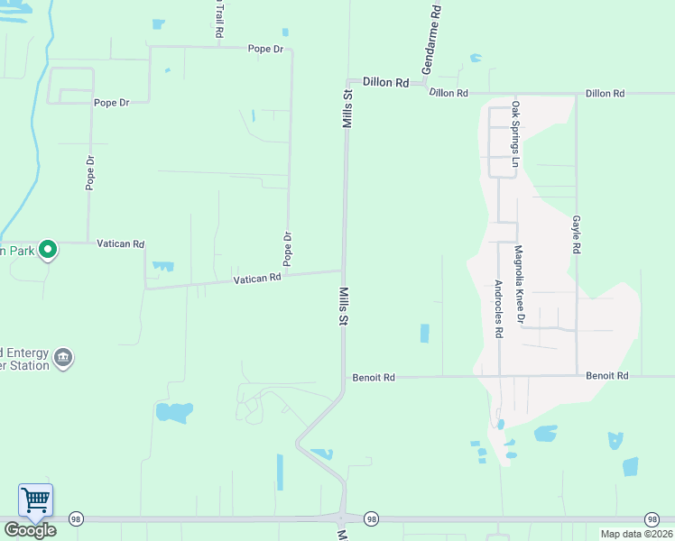 map of restaurants, bars, coffee shops, grocery stores, and more near 101 Vatican Road in Carencro