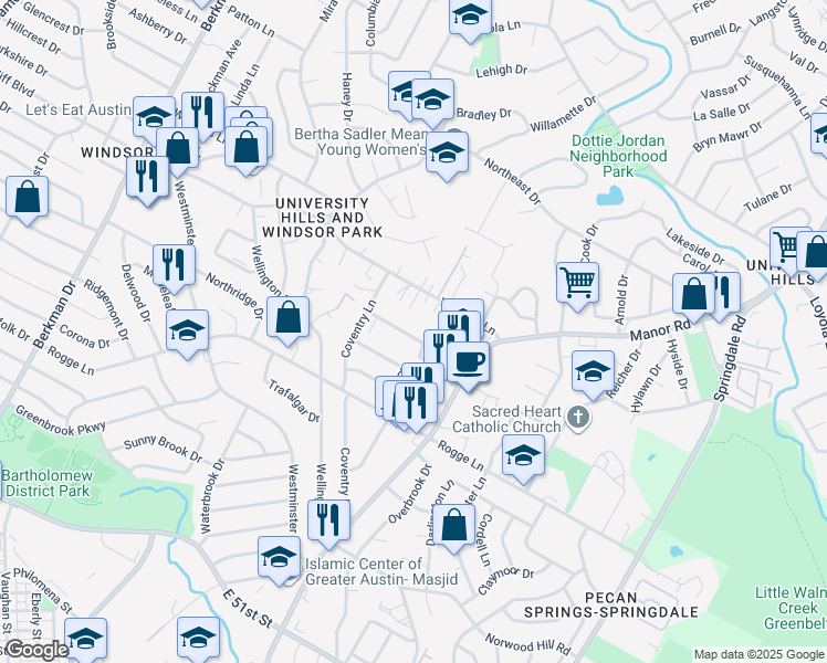 map of restaurants, bars, coffee shops, grocery stores, and more near in Austin