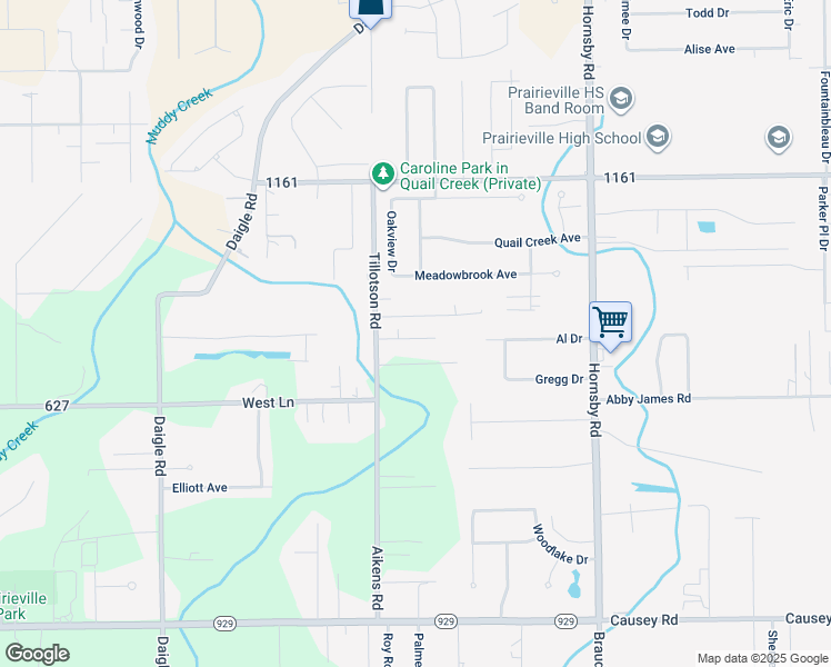 map of restaurants, bars, coffee shops, grocery stores, and more near 38294 Samuel Tillotson Drive in Prairieville