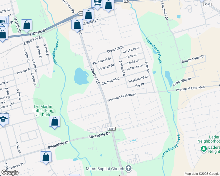map of restaurants, bars, coffee shops, grocery stores, and more near 1618 Cantrell Boulevard in Conroe