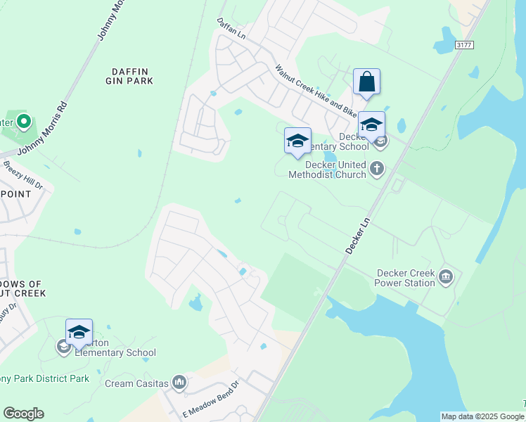 map of restaurants, bars, coffee shops, grocery stores, and more near 7900 Decker Lane in Austin