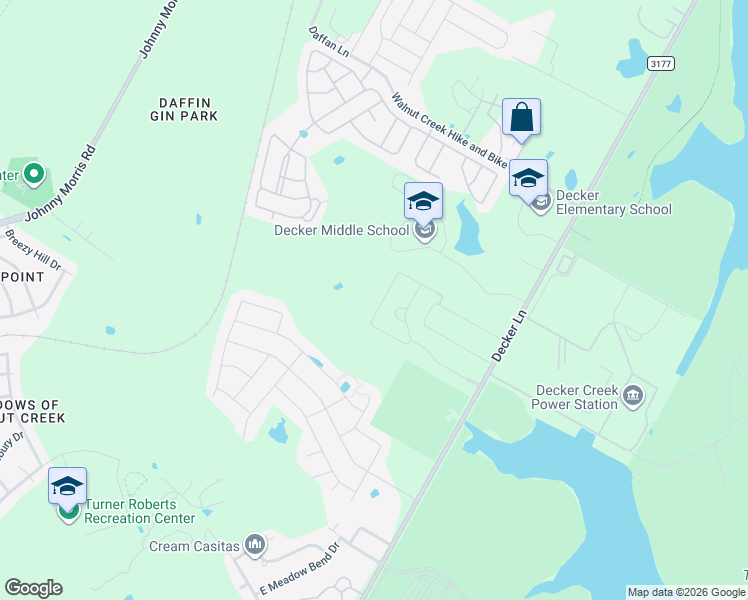 map of restaurants, bars, coffee shops, grocery stores, and more near 7900 Decker Lane in Austin