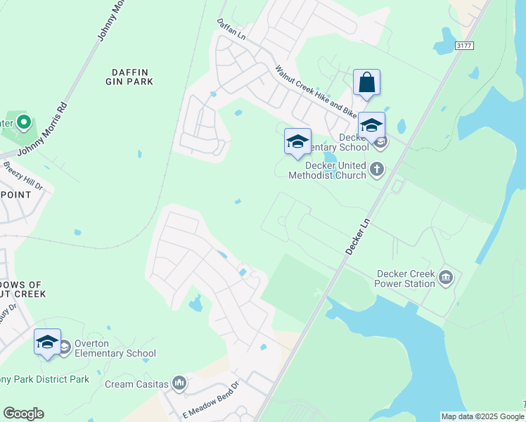 map of restaurants, bars, coffee shops, grocery stores, and more near 7900 Decker Lane in Austin