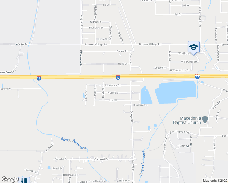 map of restaurants, bars, coffee shops, grocery stores, and more near 36449 Hermina Street in Slidell