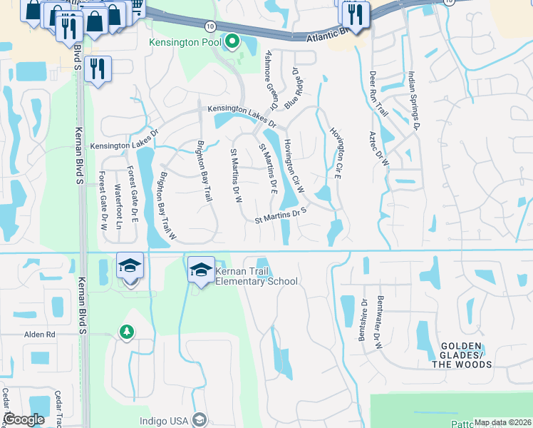map of restaurants, bars, coffee shops, grocery stores, and more near 2149 Heath Green Place North in Jacksonville
