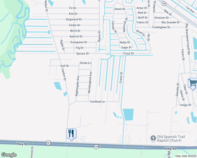 map of restaurants, bars, coffee shops, grocery stores, and more near 9144 Teal Street in Bay St. Louis