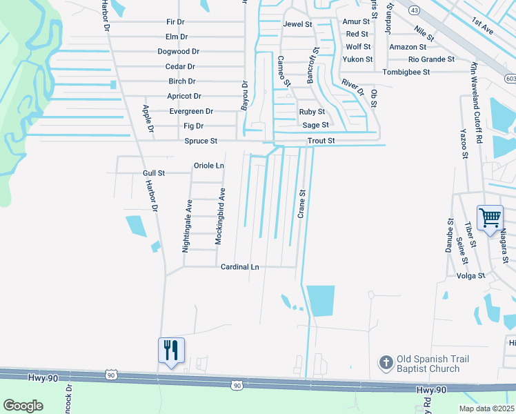 map of restaurants, bars, coffee shops, grocery stores, and more near 9109-9195 Robin St in Hancock