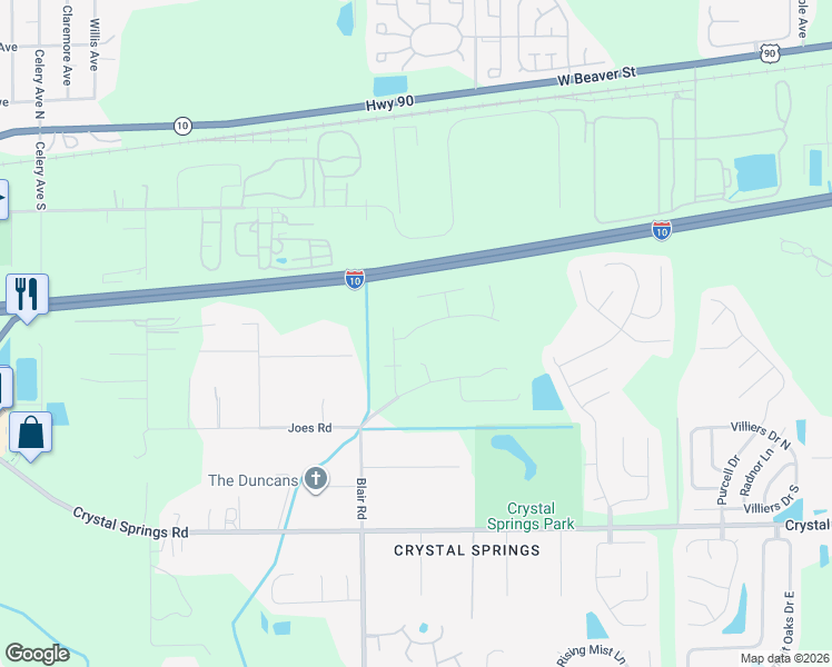 map of restaurants, bars, coffee shops, grocery stores, and more near 10273 Manorville Drive in Jacksonville
