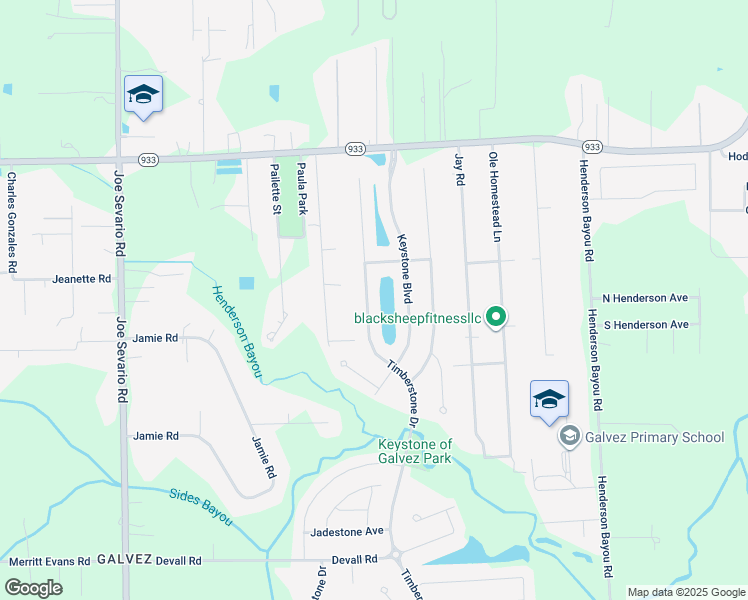 map of restaurants, bars, coffee shops, grocery stores, and more near 16352 Timberstone Drive in Prairieville