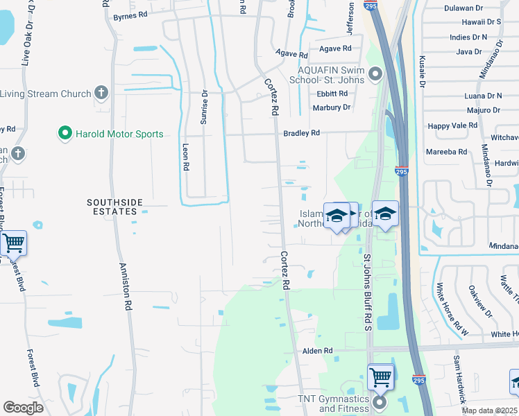 map of restaurants, bars, coffee shops, grocery stores, and more near 2234 Cortez Road in Jacksonville