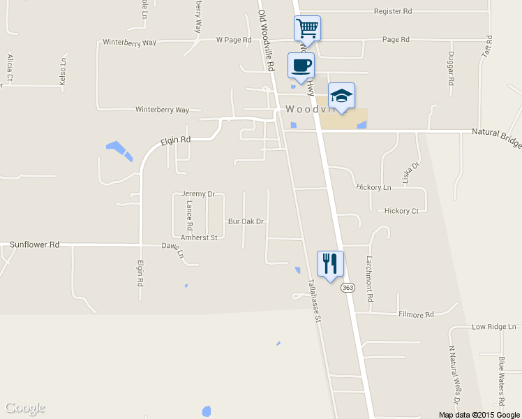 map of restaurants, bars, coffee shops, grocery stores, and more near 9460 Shumard Drive in Tallahassee