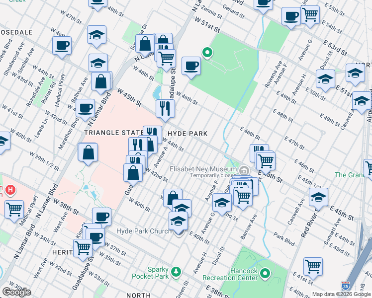 map of restaurants, bars, coffee shops, grocery stores, and more near in Austin