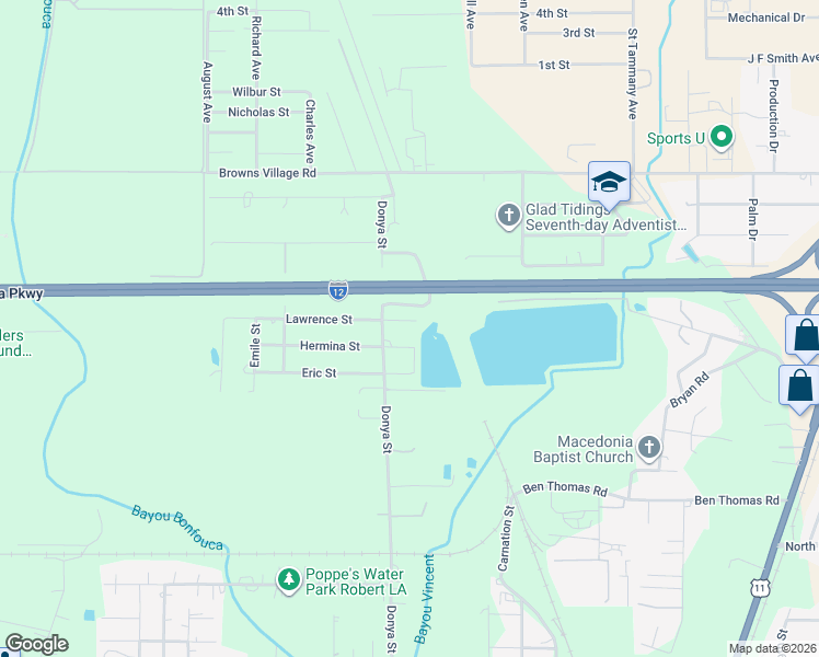 map of restaurants, bars, coffee shops, grocery stores, and more near 36544 Lawrence Street in Slidell