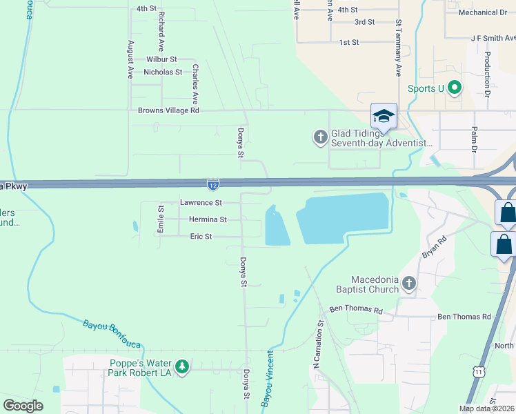 map of restaurants, bars, coffee shops, grocery stores, and more near 36544 Lawrence Street in Slidell