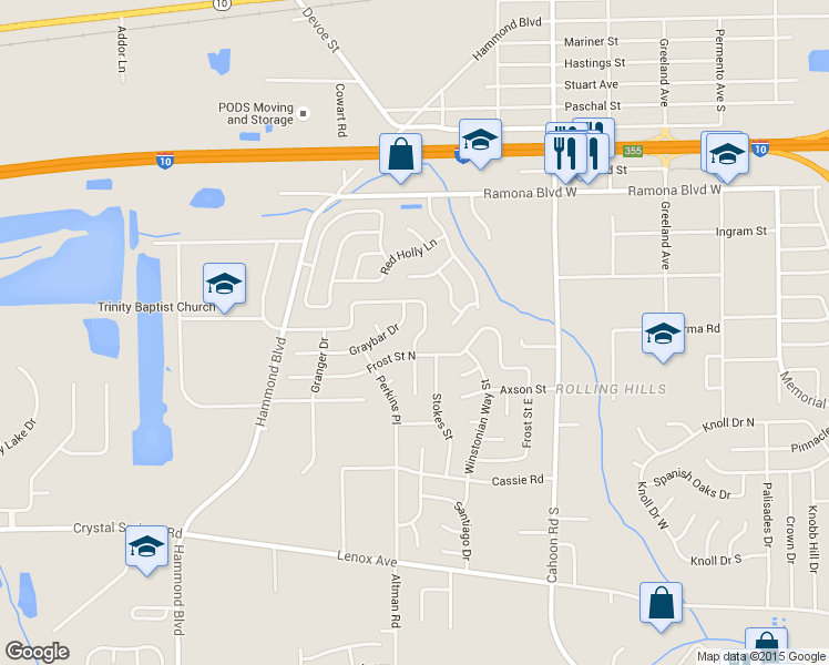 map of restaurants, bars, coffee shops, grocery stores, and more near 880 Chapman Drive in Jacksonville