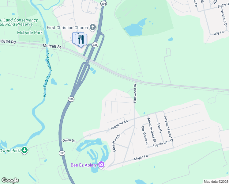 map of restaurants, bars, coffee shops, grocery stores, and more near 202 Summer Pine Court in Conroe