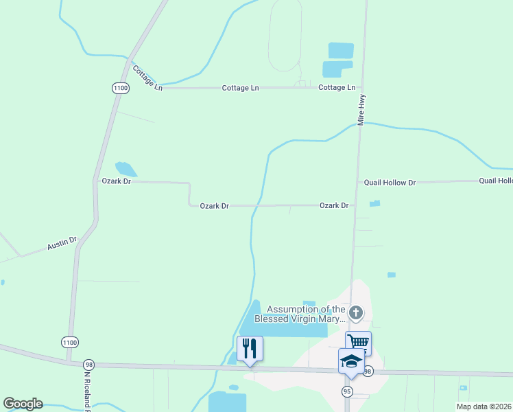 map of restaurants, bars, coffee shops, grocery stores, and more near 282 Ozark Drive in Church Point