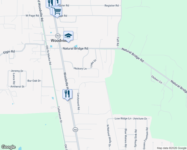 map of restaurants, bars, coffee shops, grocery stores, and more near 2233 Hickory Ct in Tallahassee