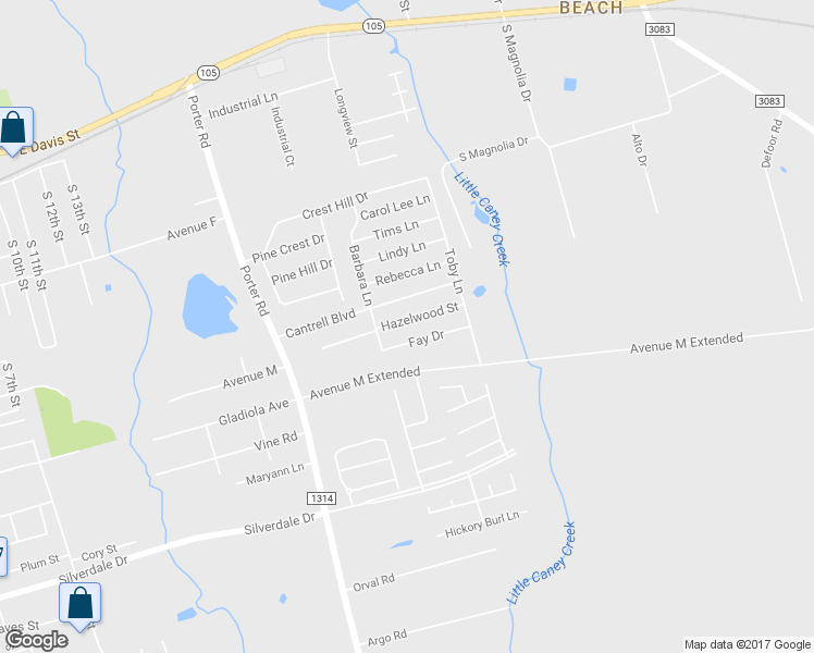 map of restaurants, bars, coffee shops, grocery stores, and more near 1722 Hazelwood Street in Conroe