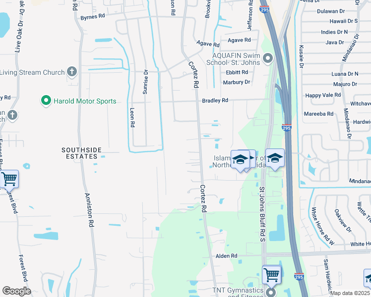 map of restaurants, bars, coffee shops, grocery stores, and more near 2234 Cortez Road in Jacksonville