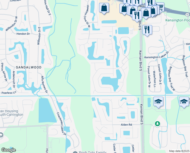 map of restaurants, bars, coffee shops, grocery stores, and more near 12117 Diamond Springs Drive in Jacksonville