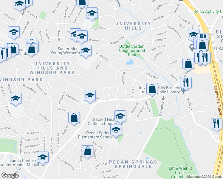 map of restaurants, bars, coffee shops, grocery stores, and more near 6205 Adalee Avenue in Austin
