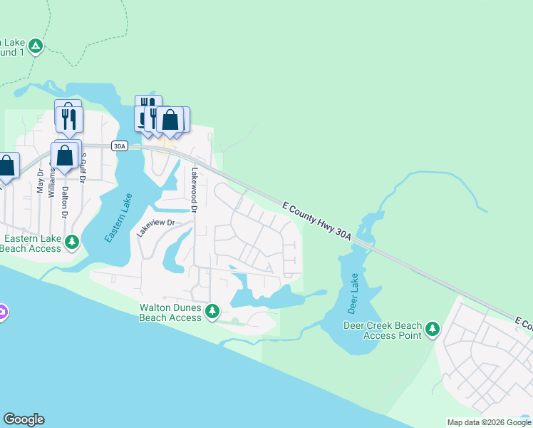 map of restaurants, bars, coffee shops, grocery stores, and more near 7 Full Moon Lane in Santa Rosa Beach