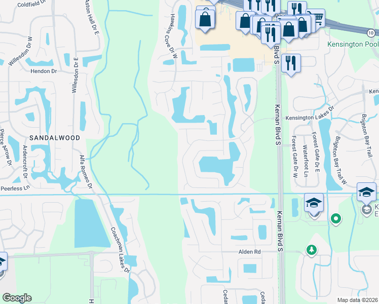 map of restaurants, bars, coffee shops, grocery stores, and more near 12094 Wynnfield Lakes Circle in Jacksonville