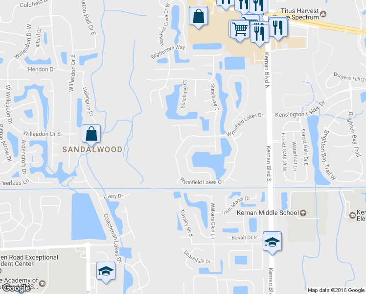 map of restaurants, bars, coffee shops, grocery stores, and more near 12094 Wynnfield Lakes Circle in Jacksonville
