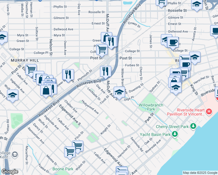 map of restaurants, bars, coffee shops, grocery stores, and more near 2994 Remington Street in Jacksonville