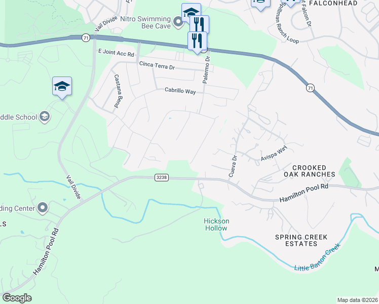 map of restaurants, bars, coffee shops, grocery stores, and more near 15025 Grumbles Lane in Austin